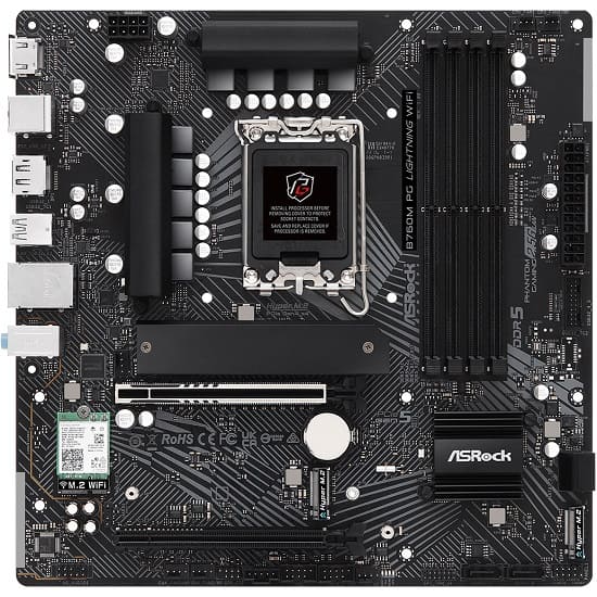 Материнская плата ASRock B760M PG LIGHTNING WIFI Soc-1700 Intel B760 4xDDR5 mATX AC`97 8ch(7.1) 2.5Gg RAID+HDMI+DP