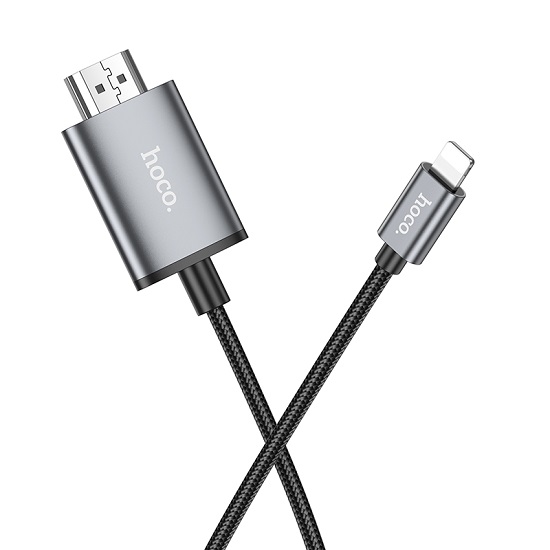 Кабель HDMI >--< Lightning  2.0м HOCO UA27 Metal Grey