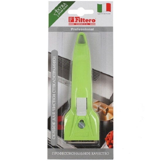 Скребок FILTERO PRO зелен д/чистки стеклокерам, Арт.206
