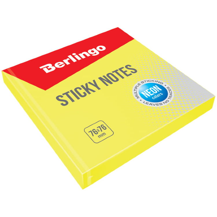 Самоклеящийся блок 76*76 мм, 100л.,  желтый STAFF арт.126496