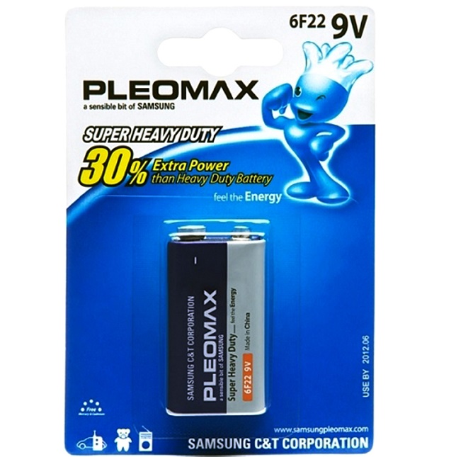 Элемент питания SAMSUNG PLEOMAX 6F22 BL-1 (крона)