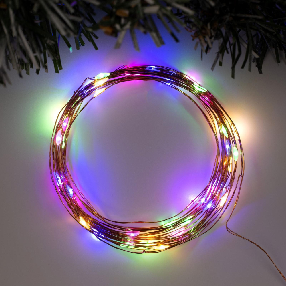 Гирлянда "Нить - Роса" 5 м, свечение мульти, IP20