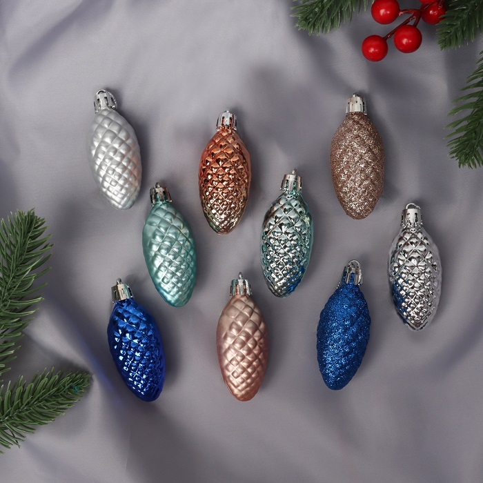 Ёлочные игрушки 10 шт. «Шишка - морозная нежность» 5×2.5 см, ассорти