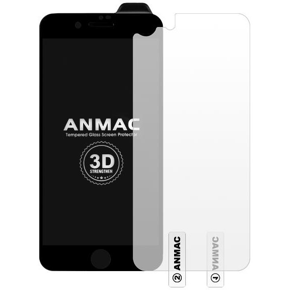Противоударное стекло 3D ANMAC для iPhone 7/8 черное усиленное (1137186)