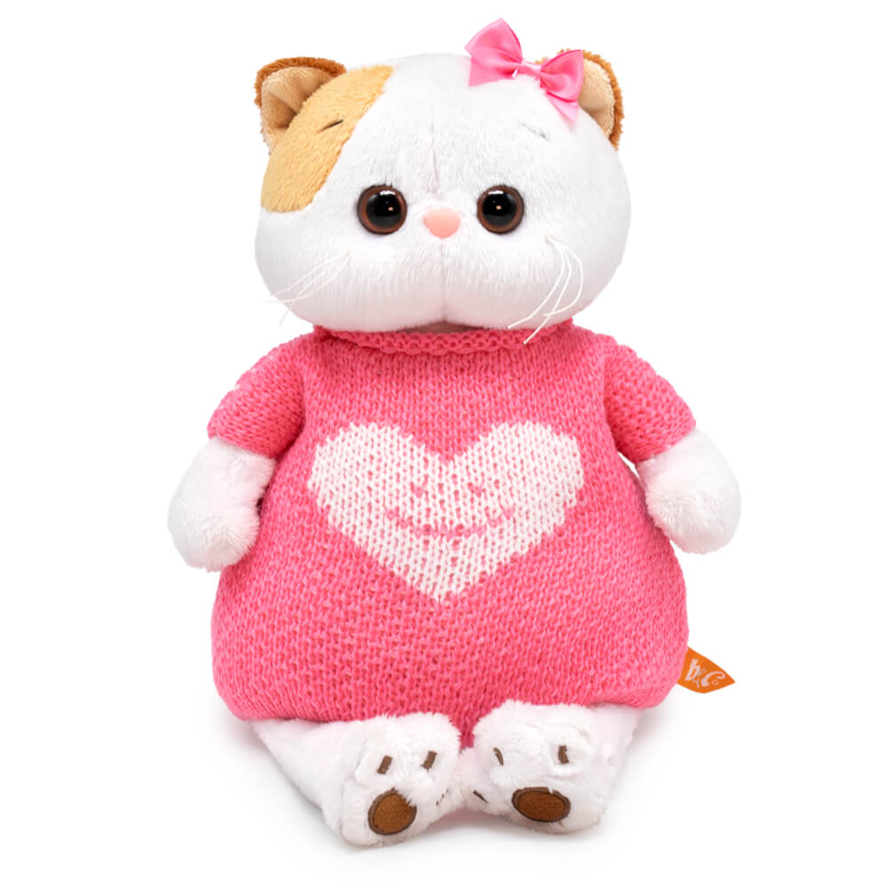 Мягкая игрушка Кошечка Ли-Ли в вязаном платье с сердцем, 27 см (LK27-136)