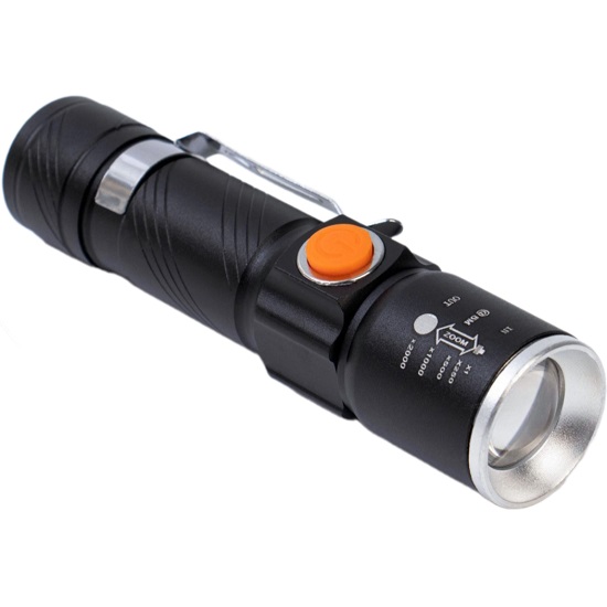 Фонарь ручной аккумуляторный, 3 Вт, 1200 мАч, XPE, USB, zoom, 11.3 x 2.9 см   9321840