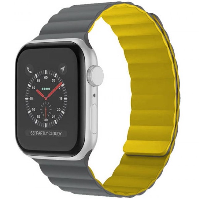 Силиконовый ремешок MUTURAL MOLAN для Apple Watch 38-41мм серо-желтый