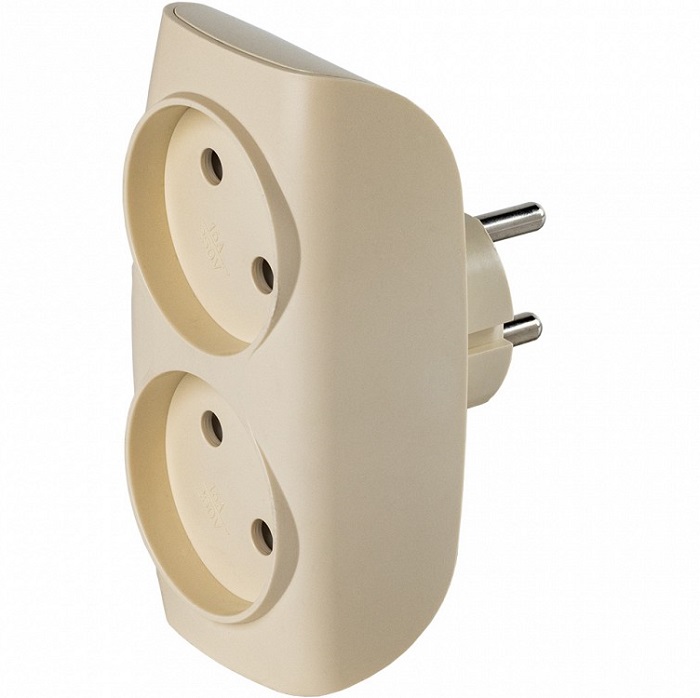 Сетевой разветвитель 2 гн. SMARTBUY б/з, 10А 250B, бежевый (SBE-10-A04i-2)