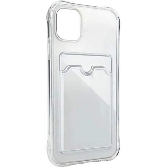 Силиконовый чехол STR для iPhone 13 Pro с отделением под карту (прозрачный)