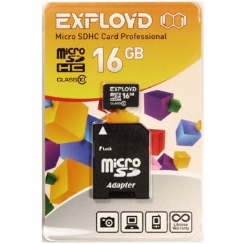 Micro SD 16Gb Exployd Class 10 с адаптером SD