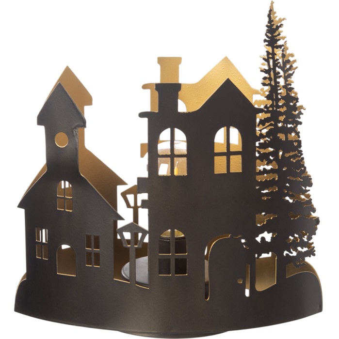 Фигурка светящаяся RISALUX «Вечерний город», LED-ночник чёрный 10513986