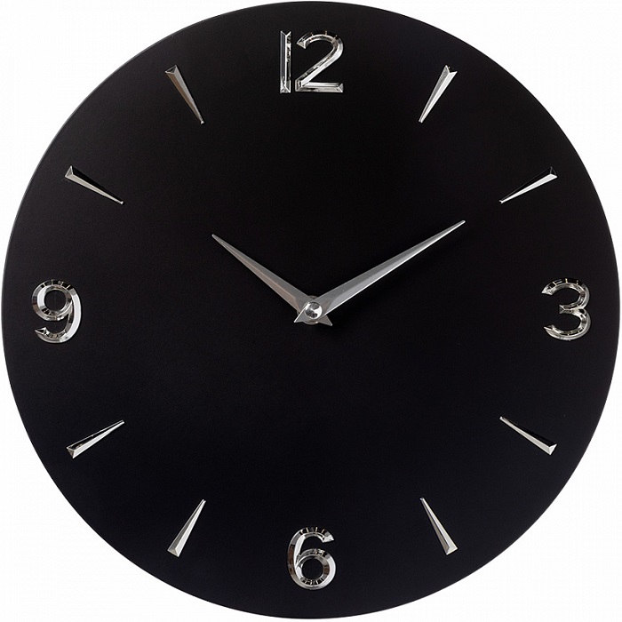 Часы настенные РУБИН "Классика", из МДФ, открытая стрелка, d=30 см, черный (3039-001)