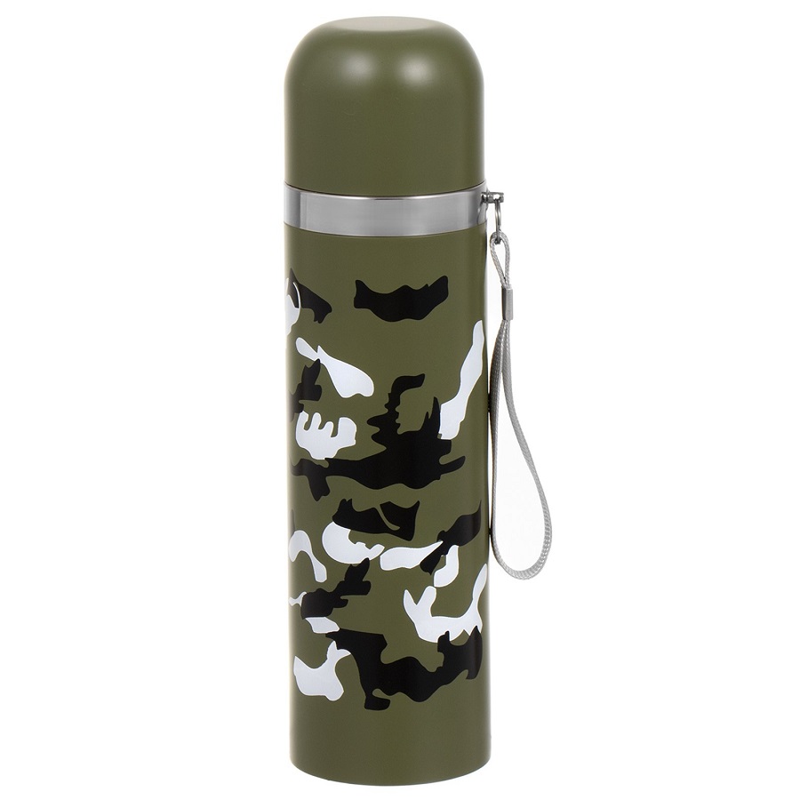 Термос, 500 мл, Гильза "Камуфляж", с кружкой, сохраняет тепло до 8 ч   9878585
