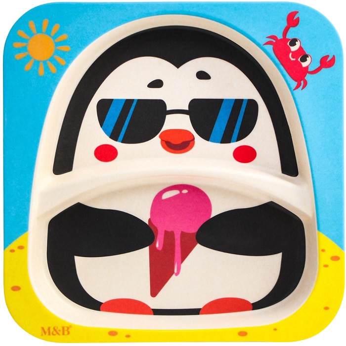 Тарелка детская из бамбука M&B «Пингвин», 2 секции 5083817