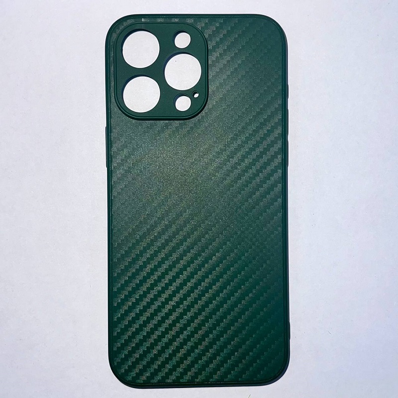 Силиконовый чехол CARBON для iPhone 15 PRO MAX зеленый