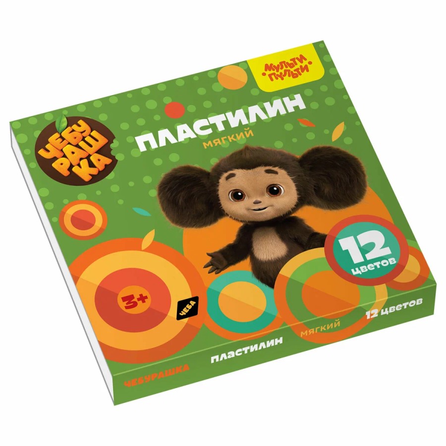 Пластилин Мульти-Пульти "Чебурашка", 12 цветов, 144г, со стеком, картон МПЧБ_53010