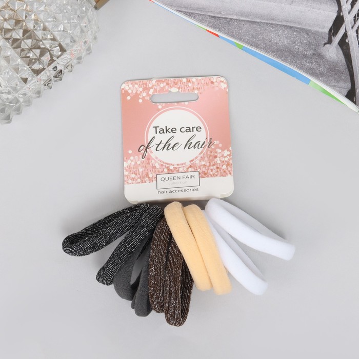 Резинка для волос "Махрушка спорт" (набор 10 шт)  полоски блеск нежность, 4 см, микс   10530942