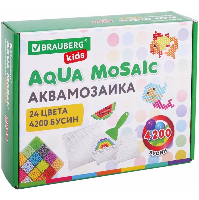 Аквамозаика BRAUBERG KIDS 24 цв 4200 бусин 664916