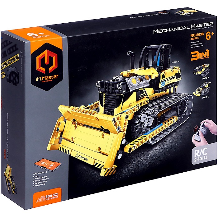 Конструктор радиоуправляемый «Строительный бульдозер», 3 варианта сборки, 452 детали 9631448