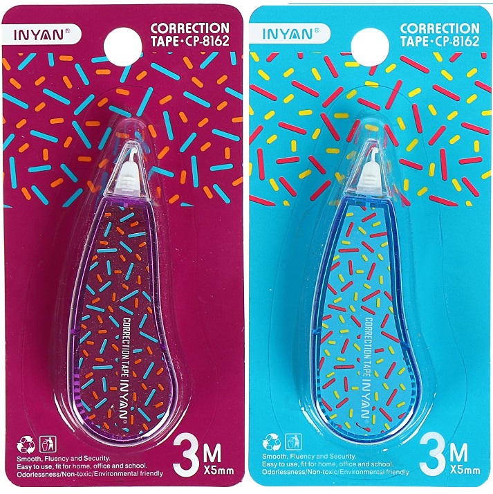 Корректор-лента 3 м х 5 мм, с рисунком, блистер, европодвес, корпус МИКС