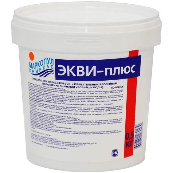 М30, Маркопул Кемиклс, ЭКВИ-ПЛЮС, 0,5кг ведро, гранулы для повышения уровня рН воды, уп.12