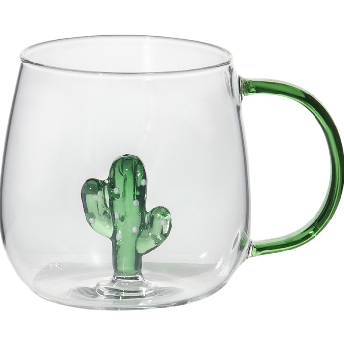 Кружка стеклянная с фигуркой на дне «Серен. Кактус», 350 мл