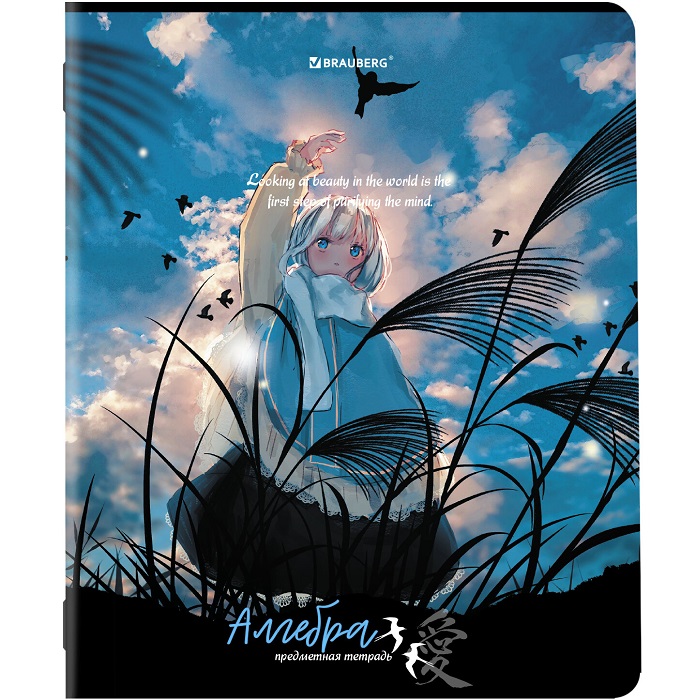Тетрадь предметная ANIME GIRLS 48л, матовая ламинация, АЛГЕБРА, клетка, подсказ, BRAUBERG, 404746