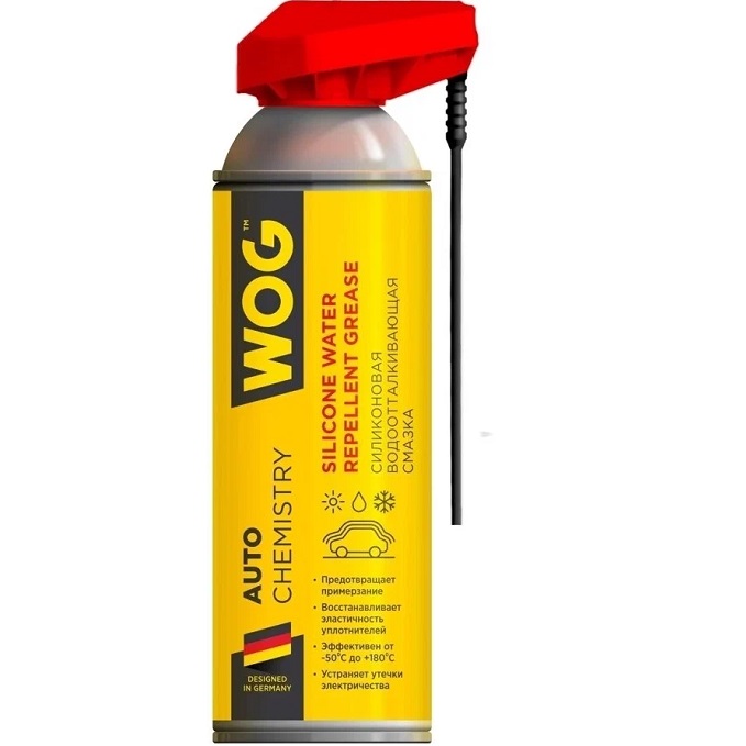 Силиконовая водоотталкивающая смазка WOG WGC0311 с профессиональным распылителем 2 в 1, 335мл