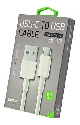 Кабель USB <--> Type-C  0.3м DORTEN DN303101 Classic Series (white/белый)