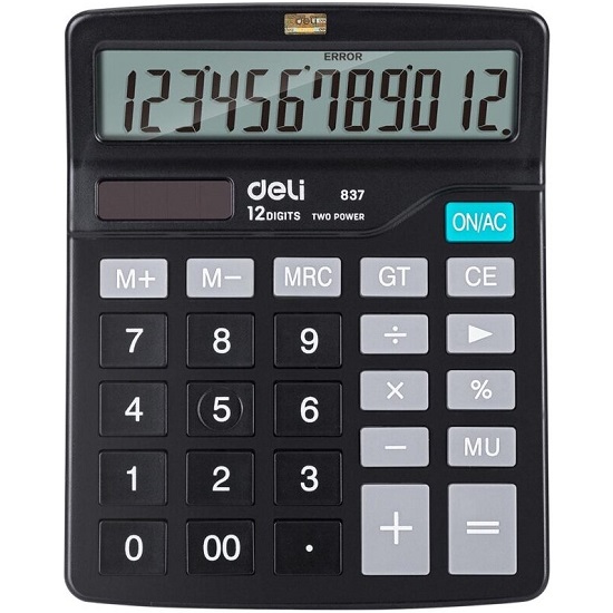 Калькулятор DELI E837 черный 12-разр.