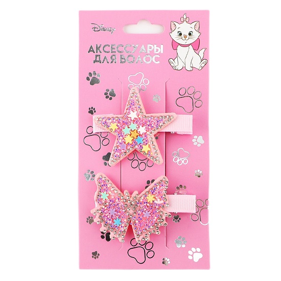 Заколка для волос, бабочка, звезда, 2 шт, 5.5 см, Коты аристократы 10048272
