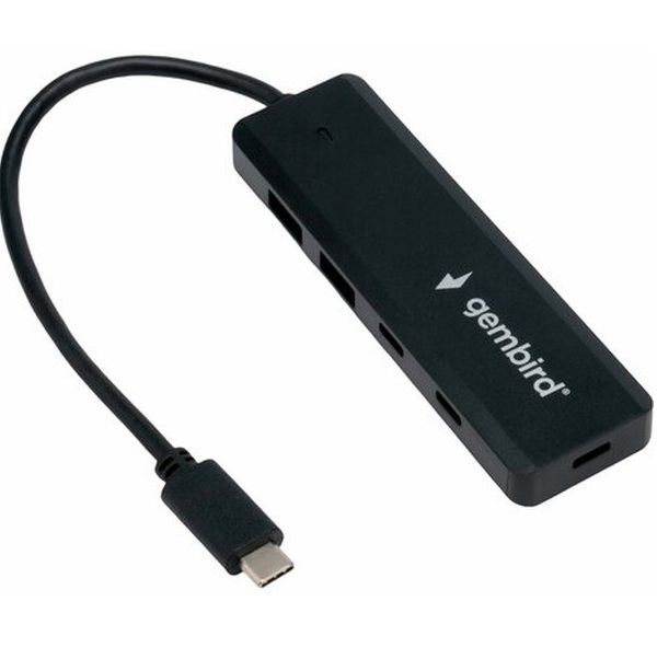 USB Type-C Хаб GEMBIRD UHB-C425, 2USB, 2Type-C, с доп.питанием (порт Type-C), кабель Type-C 19см