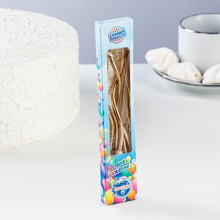 Свечи для торта витые "Серпантин" 6  шт, коктейльные, шампань   7597548