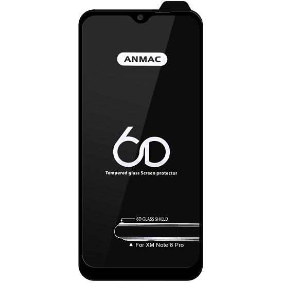 Противоударное стекло 6D ANMAC для Xiaomi Redmi Note 8 Pro Black Арт.1137278