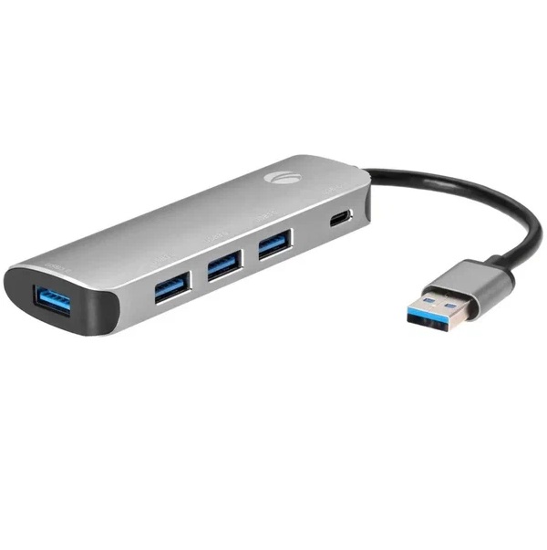 USB Type-C-Хаб VCOM CU4383A, USB 3.1 Type-A --> 4 USB3.0 Alum Shell HUB + PD
