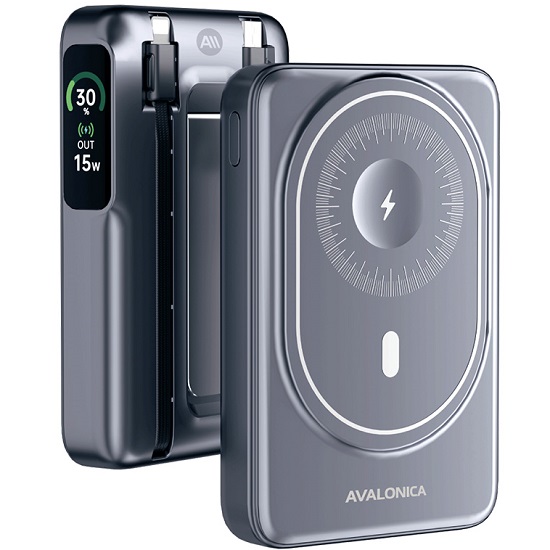 Внешний аккумулятор Avalonica, 10000 мАч, MagSafe, Type-C, серый (AVA-PWB-004 grey)