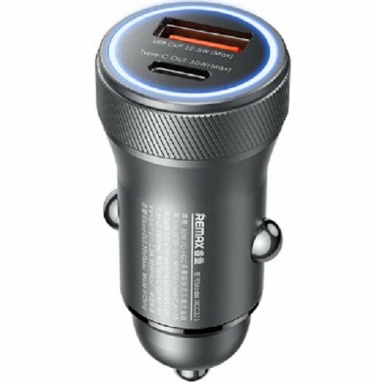 Авто ЗУ 1USB/1Type-C REMAX RCC335, серый, 30W
