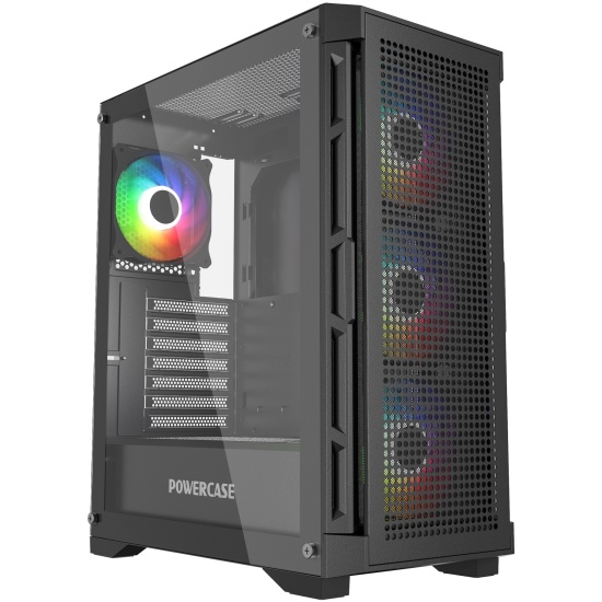 Корпус Powercase Ultimate Black, Tempered Glass, 4x 120mm ARGB fans, ARGB HUB, чёрный, ATX  (CUB-A4)