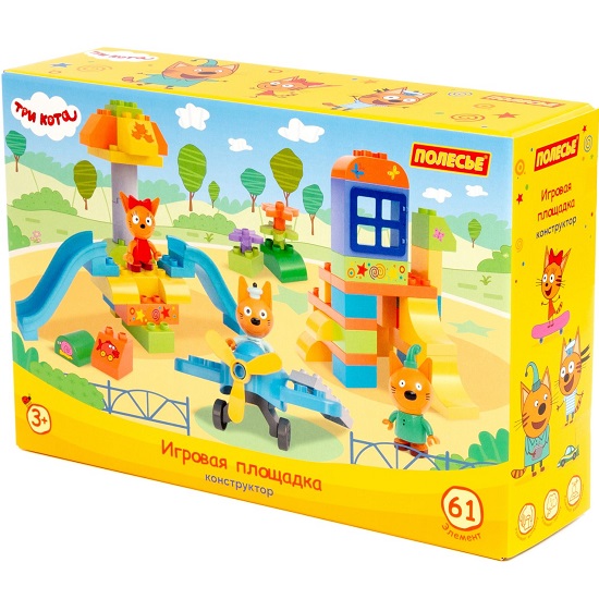Конструктор ПОЛЕСЬЕ "Макси" - "Три кота. Игровая площадка" (61 элемент) 