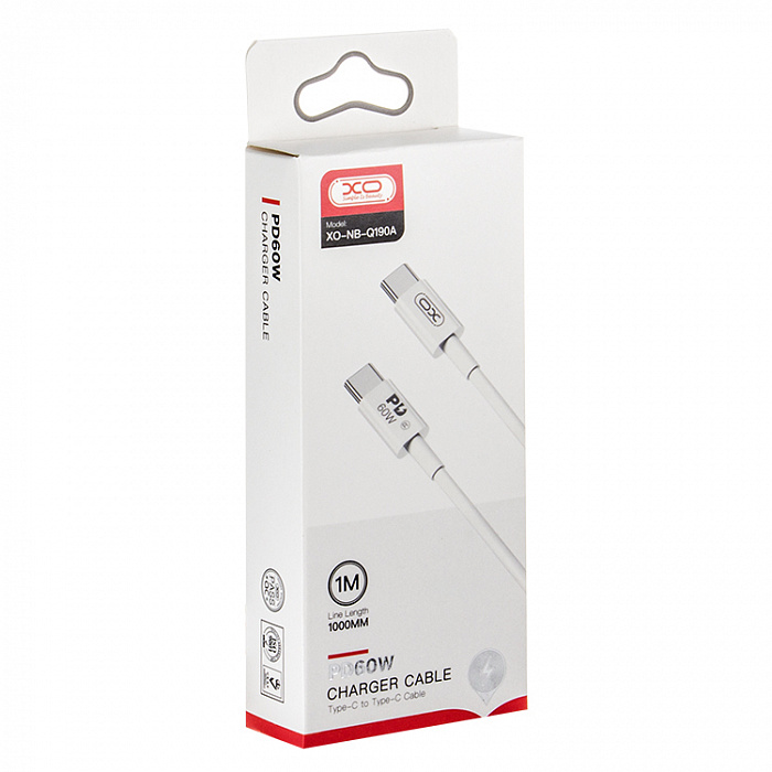 Кабель Type-C <-->Type-C  1.0м XO NB-Q190A белый