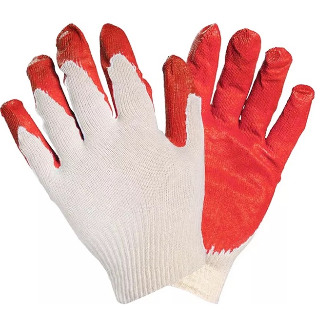 Перчатки ХБ AVS RP-03 с одинарным обливом латекса (красные) 13 класс 1 пара