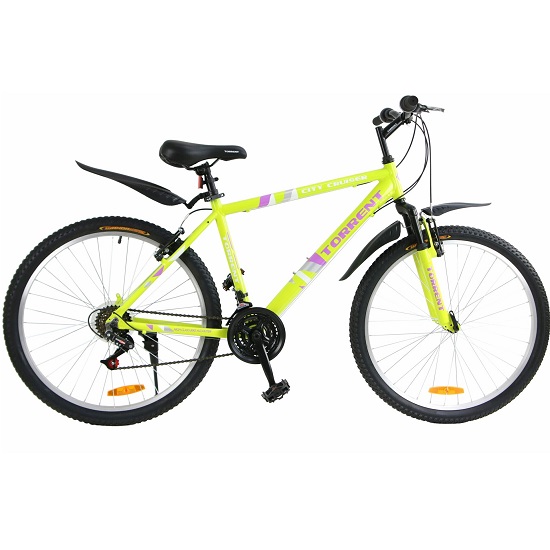 Велосипед TORRENT City Cruiser Зелено-фиолетовый (рама сталь 18", внедорожный, 18 скоростей, колеса 26д.) (26" / 18")