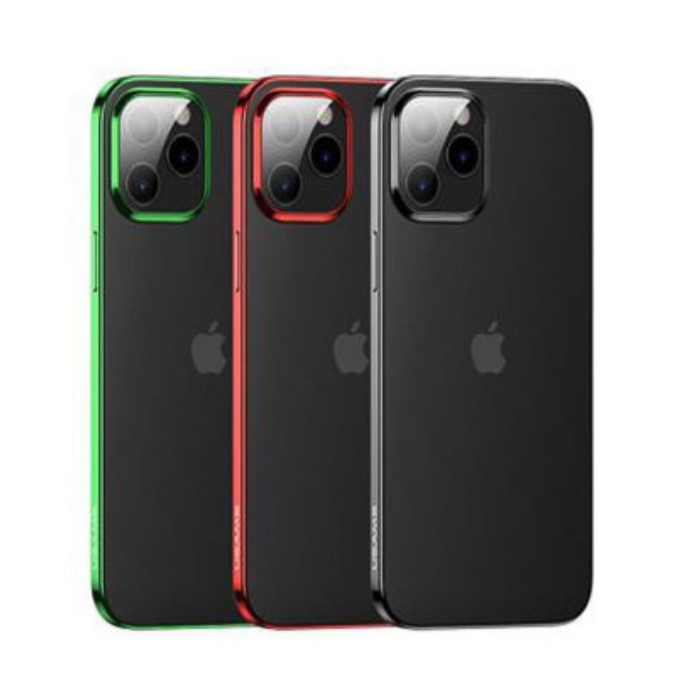 Задняя накладка USAMS для iPhone 12 Pro Max, US-BH617, Kingdom Series, прозрачная крышка, цветной ободок, глянцевая, зелёный