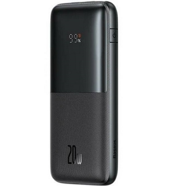 Внешний АКБ BASEUS Bipow 10000mAh Black, Digital Display Overseas Edition 20W с кабелемUSB-A->micro 25cm