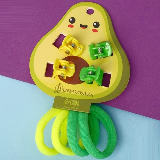 Набор для волос "Маленькая радость" (4 резинки, 4 краба) авокадо, жёлто-зелёный 7603441