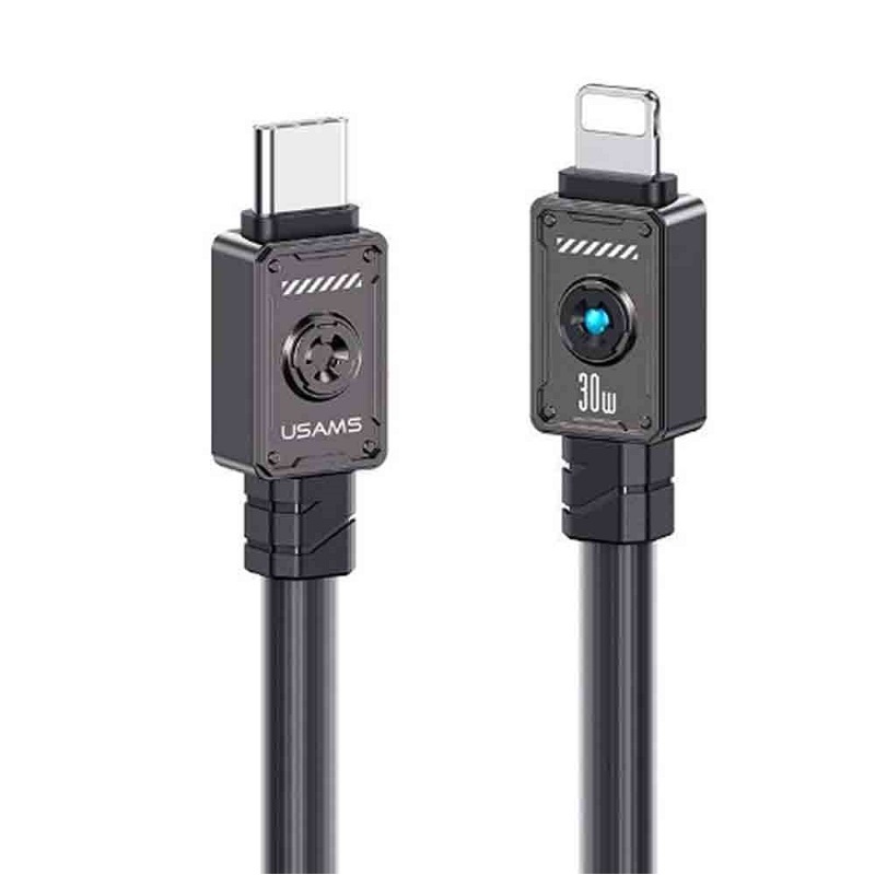 Кабель Ligtning <--> Type-C  1.2м USAMS US-SJ685 Mecha Series, черный, 30Вт