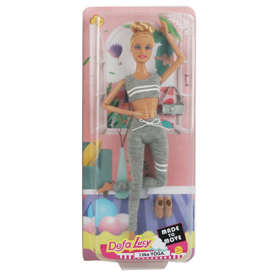 Кукла шарнирная DEFA Lucy "Занятие йогой" (29 см, аксесс., серый)