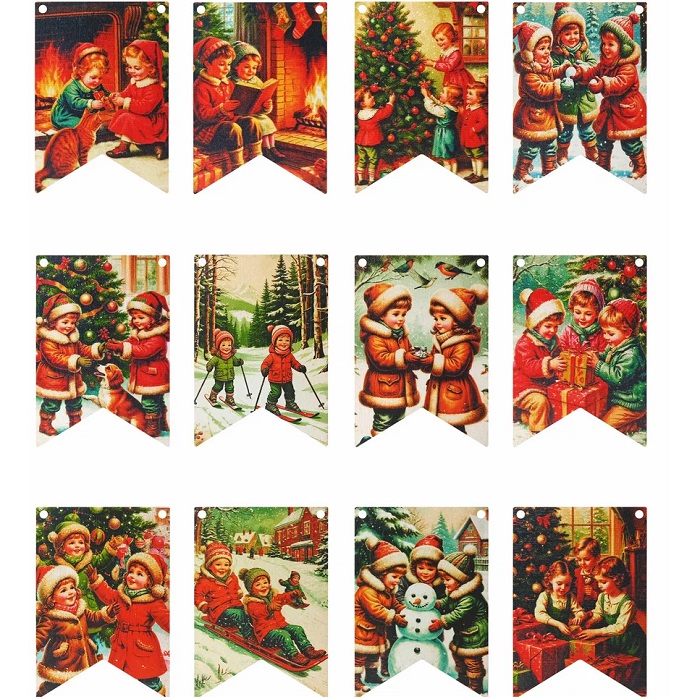 Набор "Новогодние флажки. Ретро" 12 дет. УТМ01502939