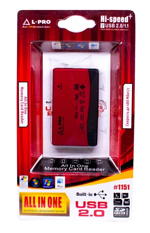 Картридер L-PRO 1151 красный