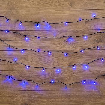 Гирлянда светодиодная "Твинкл Лайт" 4 м, темно-зеленый ПВХ, 25 LED, цвет: Синий